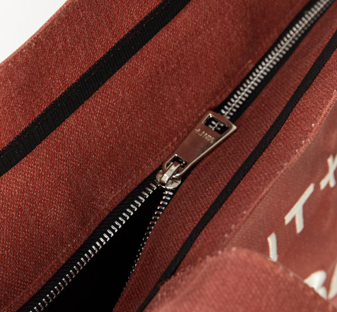 Mumlu Kanvas Alışveriş Çantası - Büyük Boy - Terrakota (Fermuarsız)