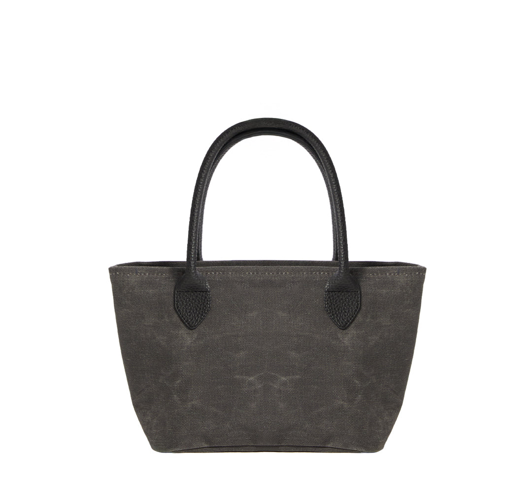 WAXED CANVAS FINE BAG - SMALL - ANTHRACITE (leather strap incl.)