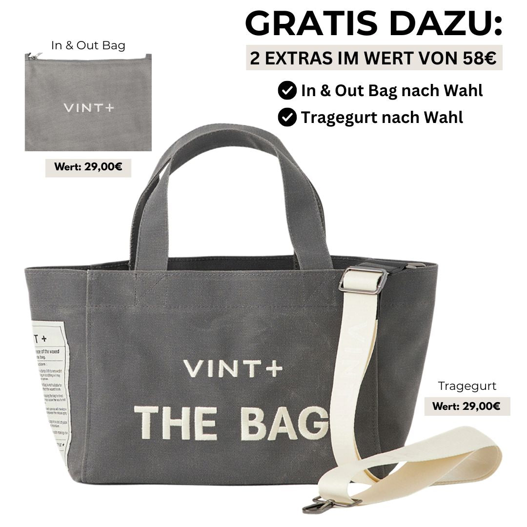 WAXED CANVAS TOTE BAG - SMALL - GRAU